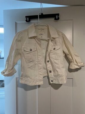 LOFT White Cropped Jacket - Casual Denim Style